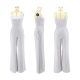 Fashion Stripe Loose Sling Jumpsuit DDF-88207