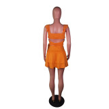 Ruffle Tie Up Double Layer Skirt Two Piece Set BS-1349
