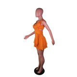 Ruffle Tie Up Double Layer Skirt Two Piece Set BS-1349