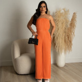 Pleated Fabric Wrap Chest Wide Leg Jumpsuit ASL-6668