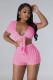 Solid Color Tie Up Tops And Shorts Two Piece Set YD-1173