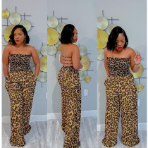 Leopard Print Backless Wide Leg Jumpsuit BN-9428