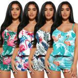 Fashion Print Sling Tops And Shorts Two Piece Set YD-8740