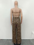 Leopard Print Backless Wide Leg Jumpsuit BN-9428