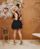 Ruffle Tie Up Double Layer Skirt Two Piece Set BS-1349