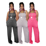 Fashion Stripe Loose Sling Jumpsuit DDF-88207
