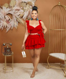 Ruffle Tie Up Double Layer Skirt Two Piece Set BS-1349