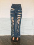Plus Size Fashion Casual Hole Micro Flare Jeans LX-5533
