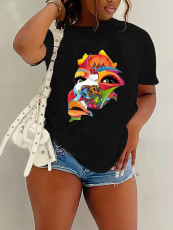 Plus Size Casual Print Short Sleeve T-shirt SXF-30503