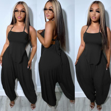 Irregular Halter Top Halen Pants Two Piece Set FNN-8710