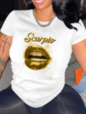 Plus Size Lips Print O Neck T Shirt WAF-9000153
