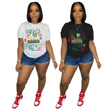 Plus Size Letter Print Short Sleeve T Shirt SFY-2308G