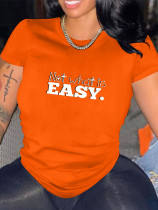Plus Size Casual Letter Print Short Sleeve T-shirt Top SXF-30505