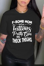 Plus Size Letter Print O Neck T Shirts WAF-900314