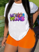 Plus Size Casual Letter Print Short Sleeve T-Shirts SXF-30501