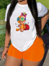 Plus Size Casual Cartoon Print Short Sleeve T-shirt SXF-30502