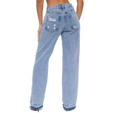 Plus Size Fashion Casual Hole Jeans LX-5535