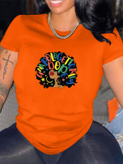 Plus Size Casual Print Short Sleeve T-shirt Top SXF-30504