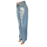 Plus Size Fashion Casual Hole Jeans LX-5535