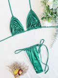 Solid Color Tie Up Backless Bikinis Two Piece CASF-6575