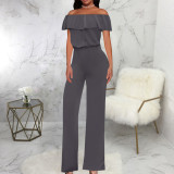 Sexy Solid Color One Shoulder Jumpsuit SMR-11988