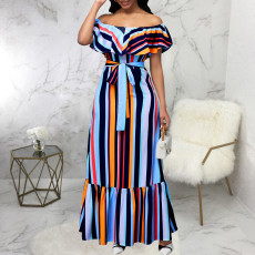 Print Off Shoulder Tube Tops Maxi Dress SMR-11500_1