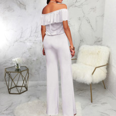 Sexy Solid Color One Shoulder Jumpsuit SMR-11988