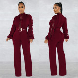 Fashion Hollow Out Long Sleeve Jumpsuit BY-6345