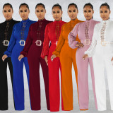 Fashion Hollow Out Long Sleeve Jumpsuit BY-6345