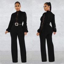 Fashion Hollow Out Long Sleeve Jumpsuit BY-6345