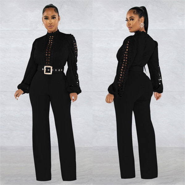 Fashion Hollow Out Long Sleeve Jumpsuit BY-6345