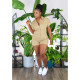 Solid Color Short Sleeve Romper QXTF-8163
