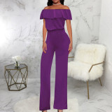 Sexy Solid Color One Shoulder Jumpsuit SMR-11988