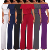 Sexy Solid Color One Shoulder Jumpsuit SMR-11988