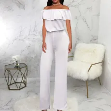 Sexy Solid Color One Shoulder Jumpsuit SMR-11988