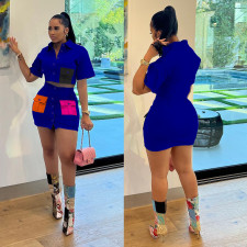 Fashion Pocket Short Sleeve Skirt Suit MAE-2182