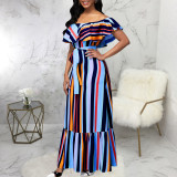Print Off Shoulder Tube Tops Maxi Dress SMR-11500_1