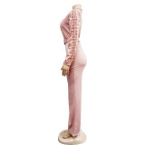 Fashion Hollow Out Long Sleeve Jumpsuit BY-6345