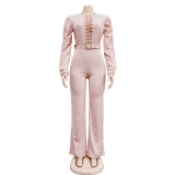 Fashion Hollow Out Long Sleeve Jumpsuit BY-6345