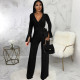 Solid Color V Neck Jumpsuit SMR-11978