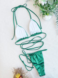 Solid Color Tie Up Backless Bikinis Two Piece CASF-6575