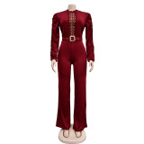 Fashion Hollow Out Long Sleeve Jumpsuit BY-6345