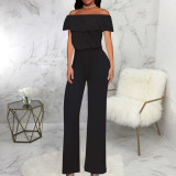 Sexy Solid Color One Shoulder Jumpsuit SMR-11988