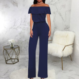 Sexy Solid Color One Shoulder Jumpsuit SMR-11988