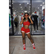 Solid One Shoulder Casual Sport Two Piece Shorts Set DDF-88209