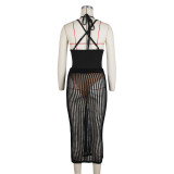 Sexy Backless Bodysuit And Hollow Out Skirts Knits Two Piece Set ZSD-0265