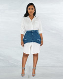 Denim Skirt And Shirt Dress Two Piece Set ME-8378
