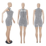 Plush Striped Sleeveless Jumpsuit SHD-9832