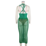 Sexy Backless Bodysuit And Hollow Out Skirts Knits Two Piece Set ZSD-0265
