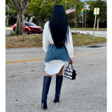 Denim Skirt And Shirt Dress Two Piece Set ME-8378